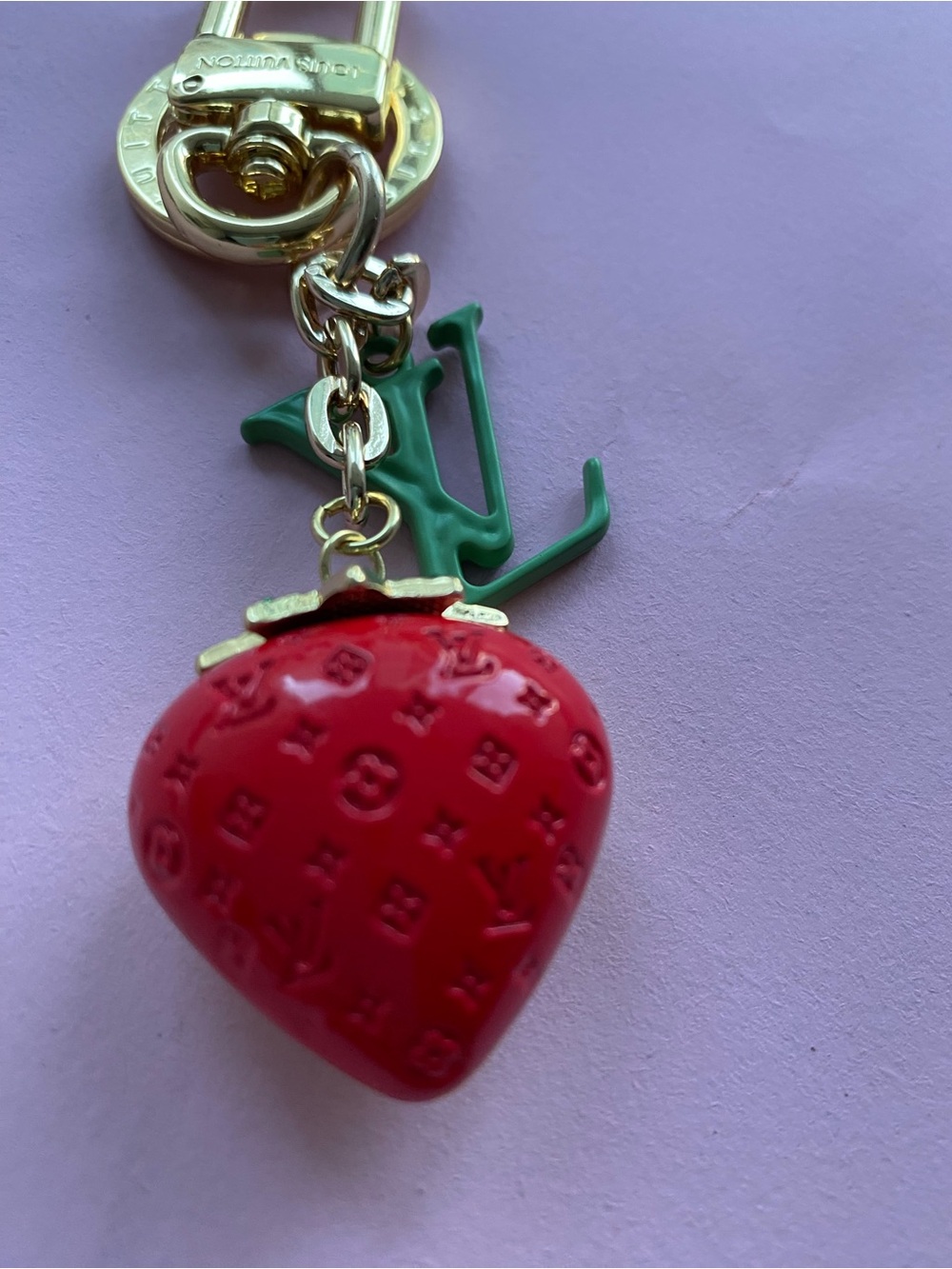 Unbranded Strawberry Key & Bag Charm in Red with Green